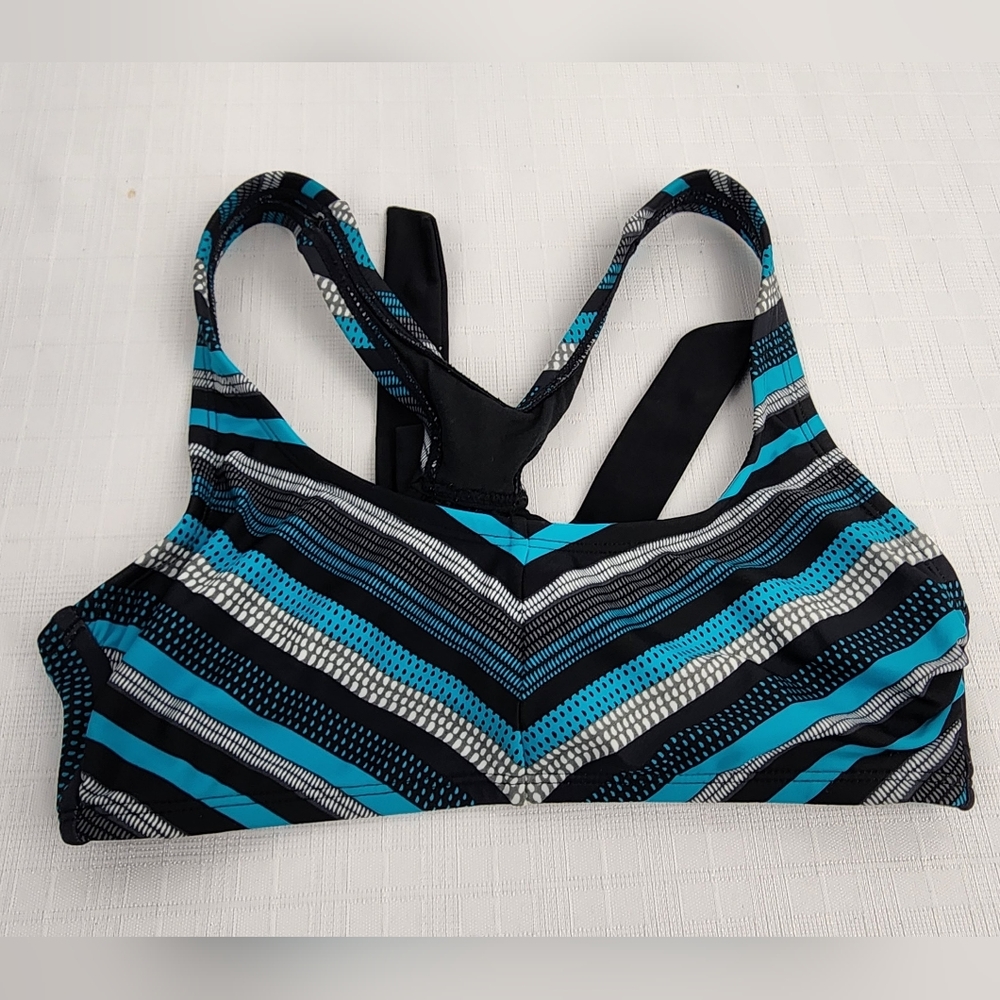 WOMEN'S MOSSIMO BRALETE BIKIN TOP, SIZE SMALL, BLACK/BLUE